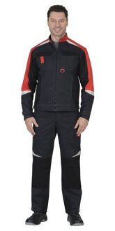 Костюм "Фаворит-Мега" куртка/п\к, серый с черным и красным, 100% Х/Б