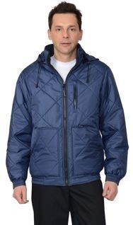 Куртка "ПРАГА-Люкс" утепленная мужская, с капюшоном, темно-синяя