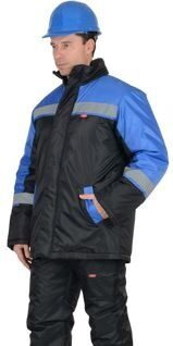 Куртка "Спецмонтаж" утепленная дл., черная с васильковым и СОП