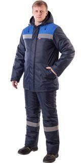 Костюм "Рост-Норд" зимний куртка брюки, темно-синий с васильковым. Тк.Оксфорд