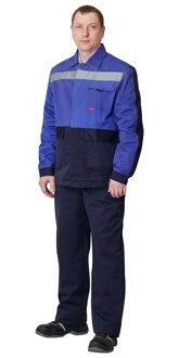 Костюм "Коттон" куртка/брюки, василек с темно-синим, 100% Х/Б